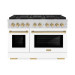 ZLINE SGRZ-WM-48-G - Autograph Edition 48 in. 6.7 cu. ft. Freestanding Double Oven Gas Range with White Matte Doors - Stainless Steel